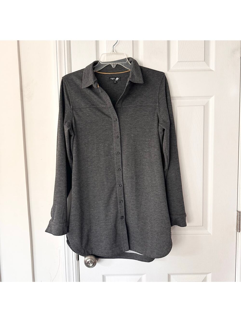 Fundamental Coast Gray Long Sleeve Soft Stretch Button Down Collar Shirt Medium